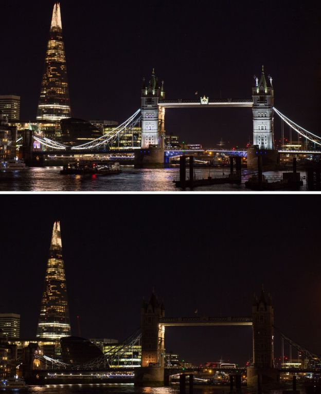 关灯后的伦敦塔桥