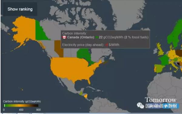 各国发电碳排放实时追踪: 加拿大最低、澳大利亚最高