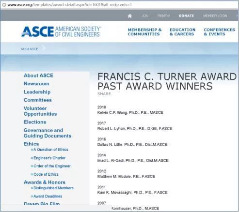 每年最多一位！王郴平教授荣获美国土木工程学会TURNER奖！