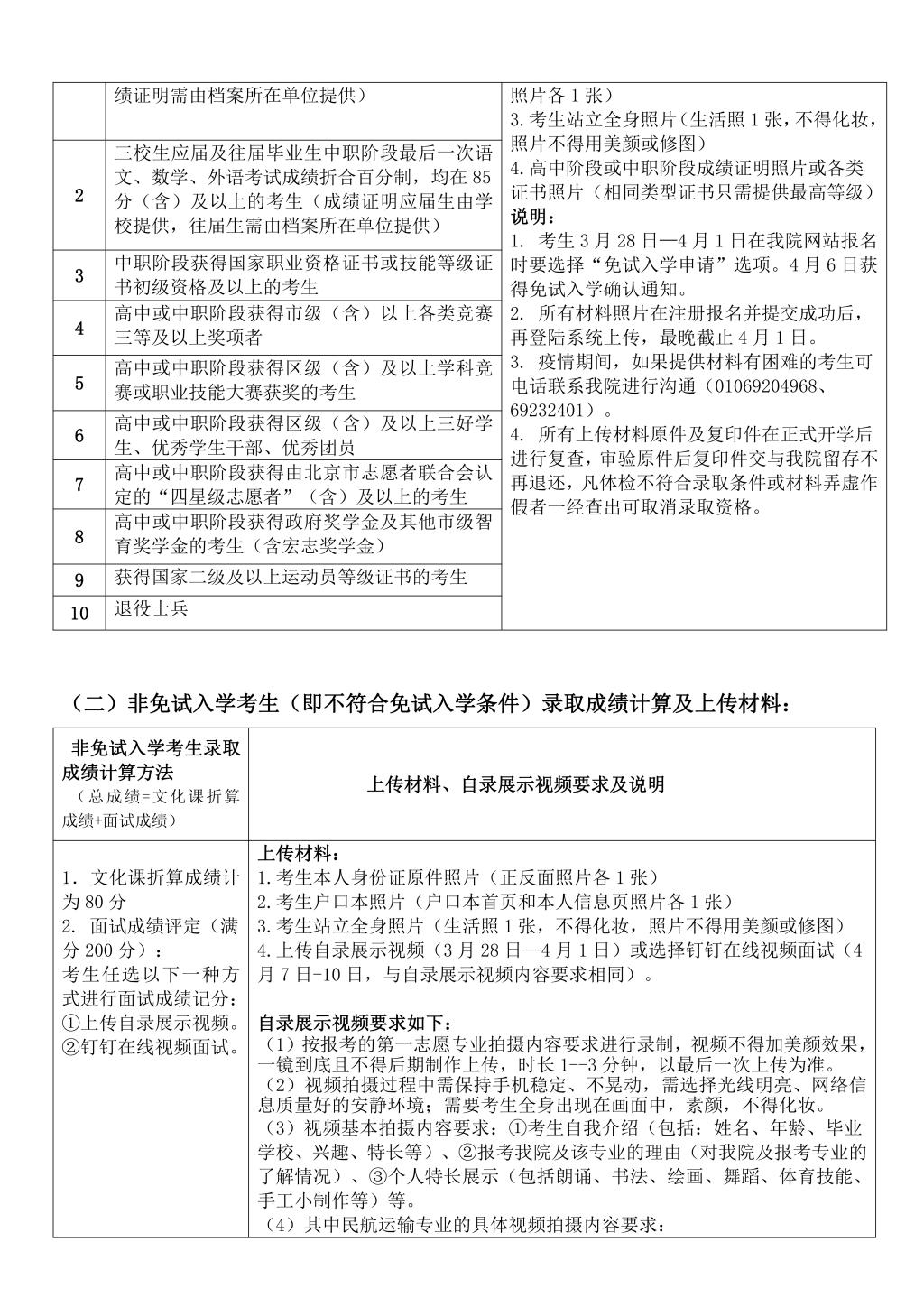 2022年北京交通运输职业学院高职自主招生章程