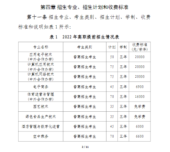 2022年金华职业技术学院高职提前招生章程