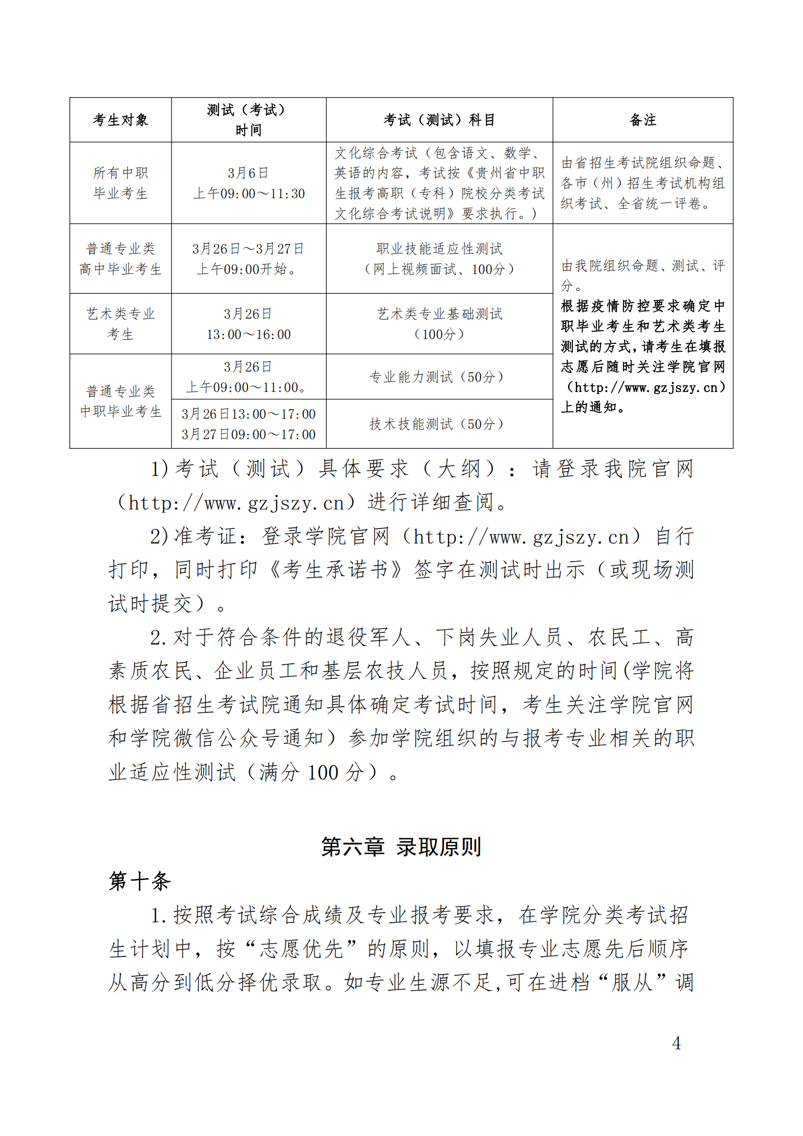 2022年贵州建设职业技术学院分类考试招生章程