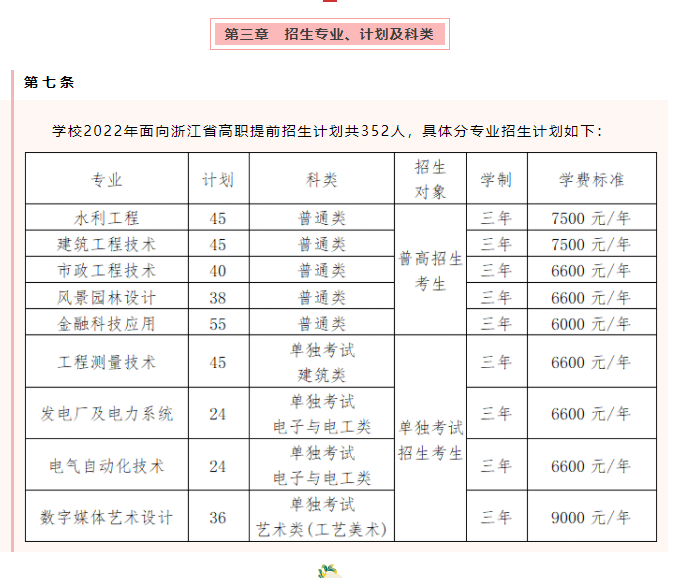 2022年浙江同济科技职业学院高职提前招生学费多少钱一年-各专业收费标准