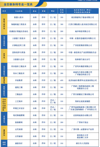 广西城市职业大学有哪些专业？