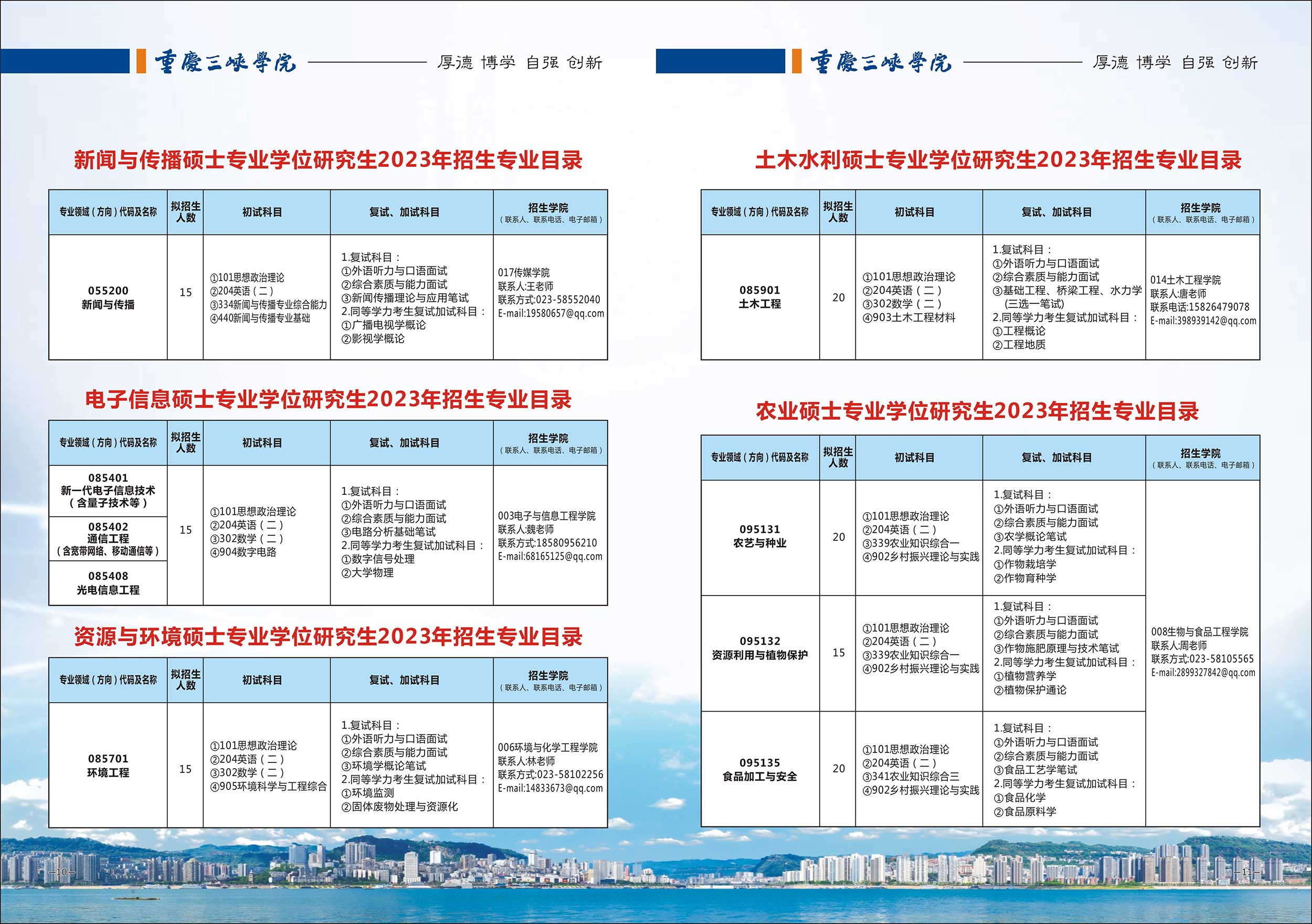 2023重庆三峡学院研究生招生专业目录含研究生考试科目