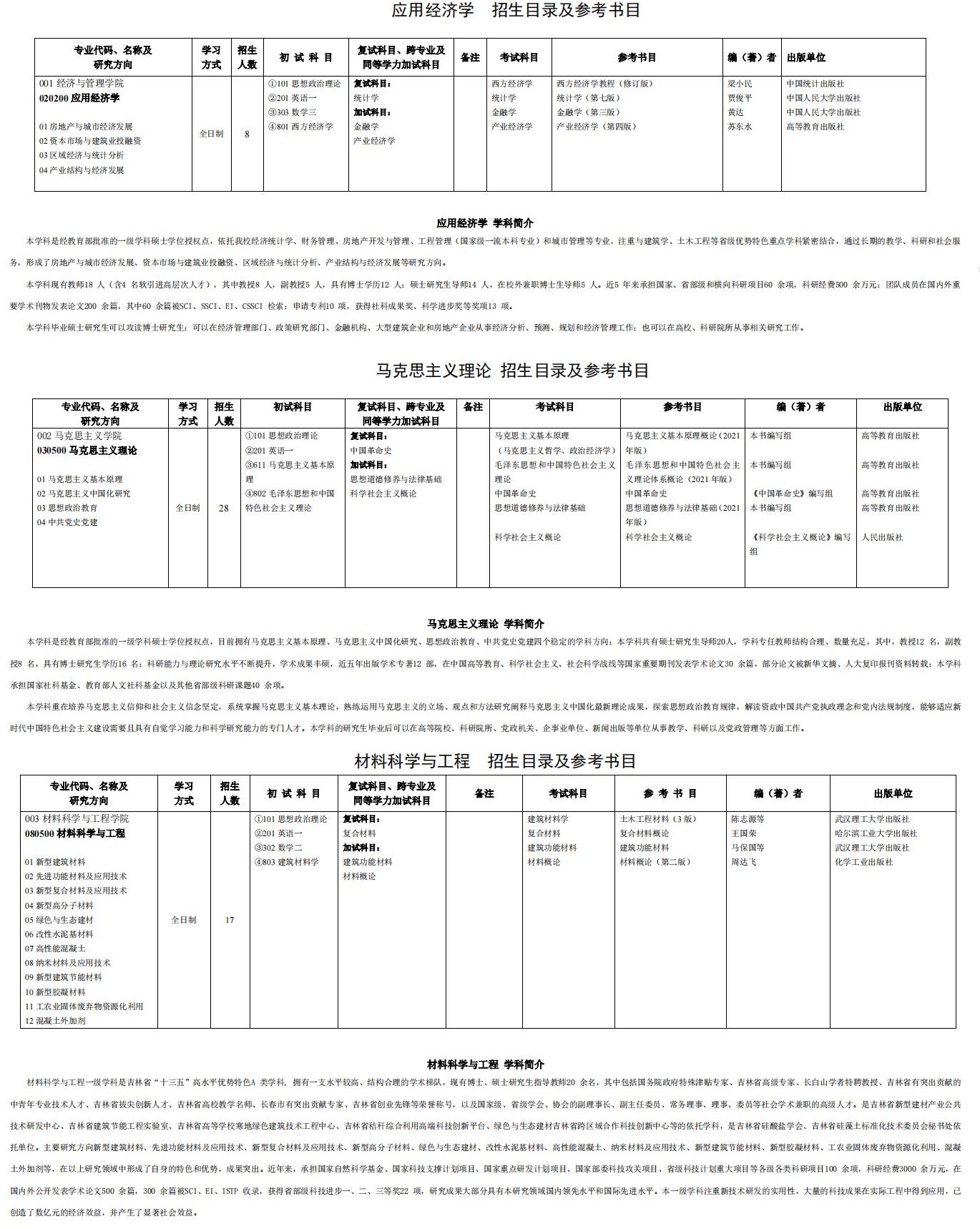 2023吉林建筑大学研究生计划招生人数各专业招多少人