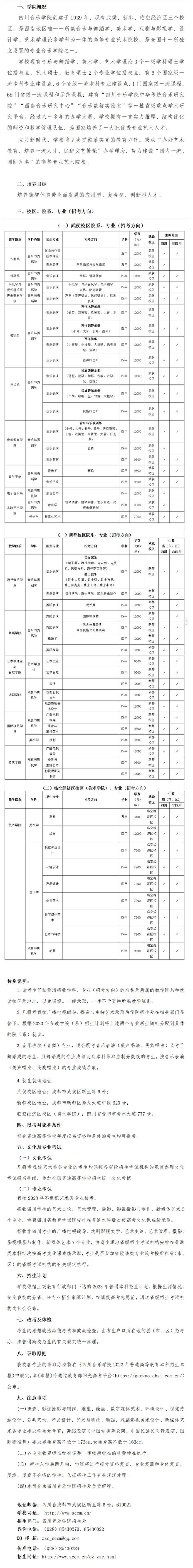 2023年四川音乐学院艺术类招生简章