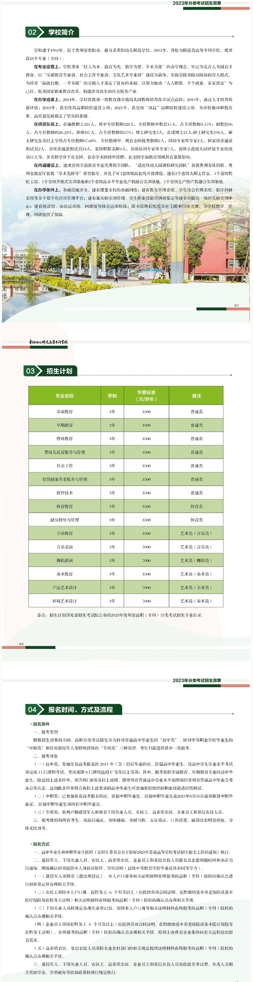 2023年贵阳幼儿师范高等专科学校分类考试招生简章