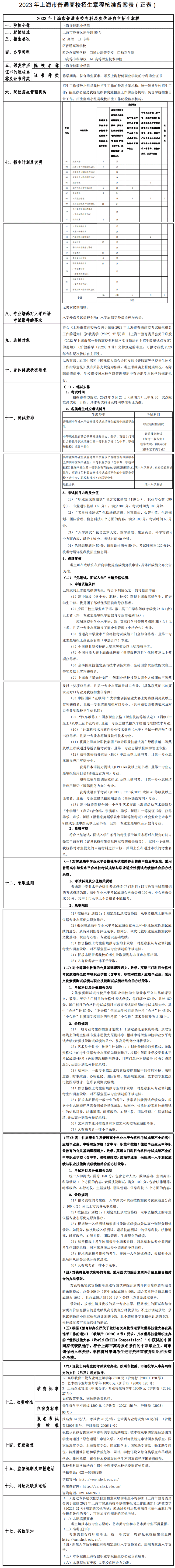 2023年上海行健职业学院专科自主招生章程