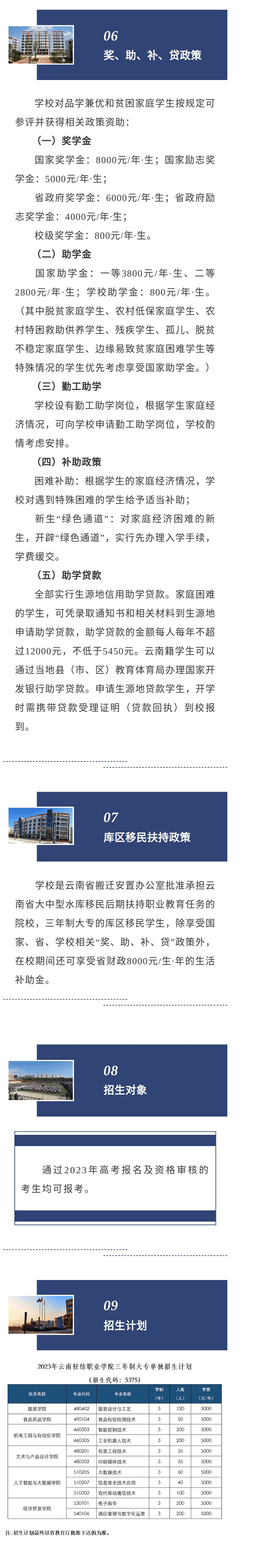 2023年云南轻纺职业学院单招简章