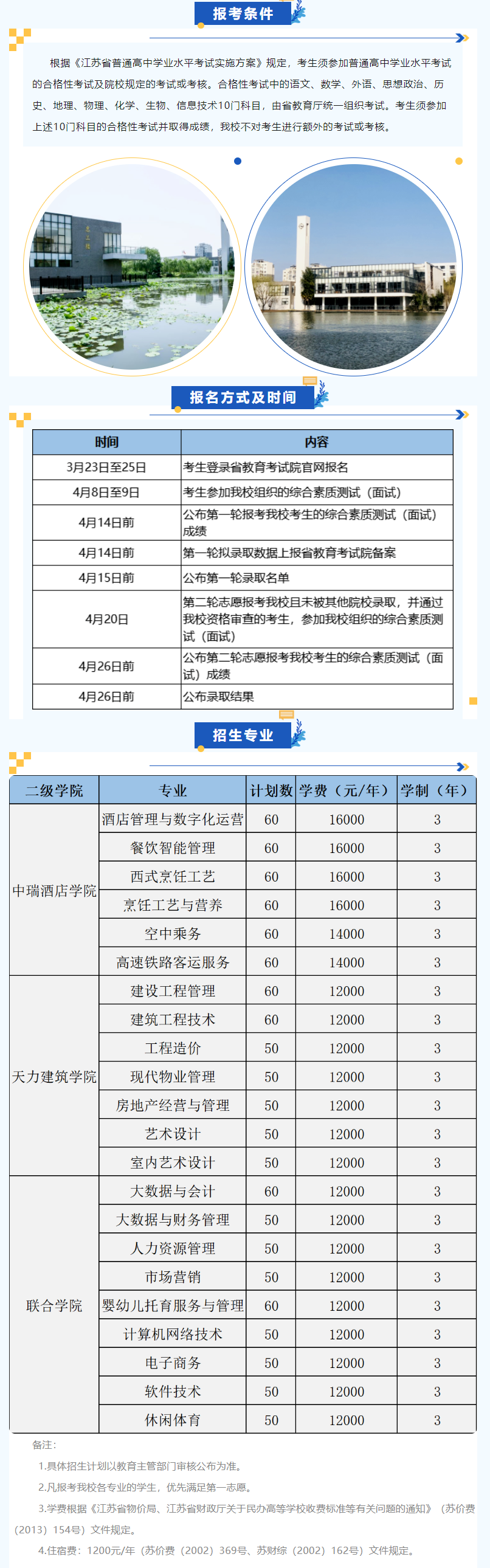 2023年扬州中瑞酒店职业学院提前招生填报指南