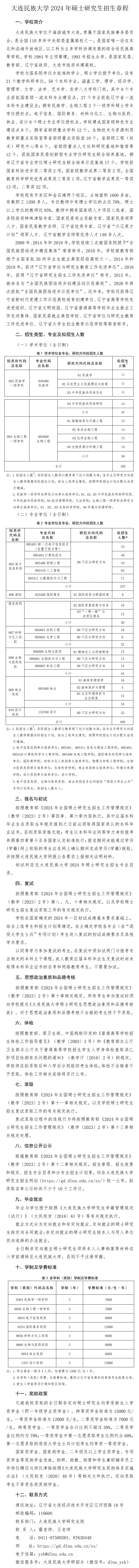 2024大连民族大学研究生招生简章