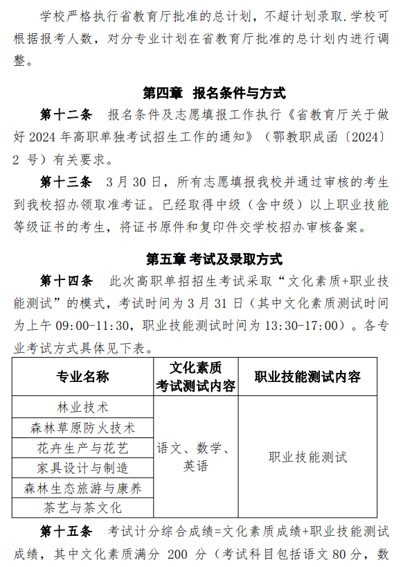 2024年湖北生态工程职业技术学院单招章程