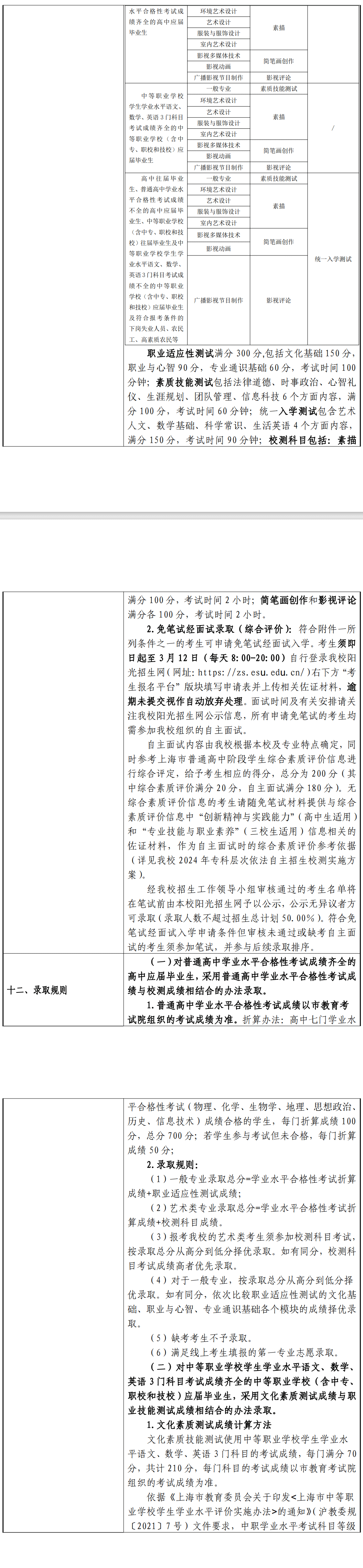2024年上海东海职业技术学院专科自主招生章程