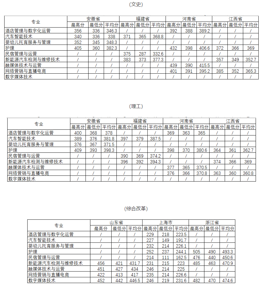 2023上海南湖职业技术学院录取分数线